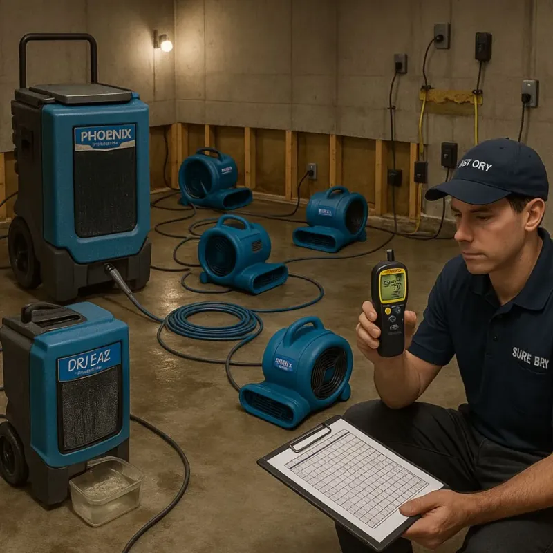 Structural Drying and Dehumidification process in Cyril, OK